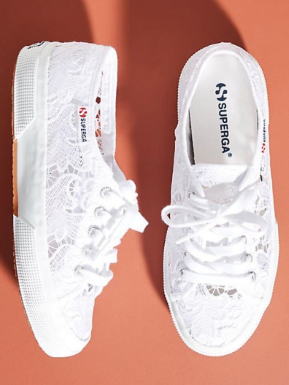 Superga 2750 Macramé Lace Sneakers White Summer Coastal Chic Size 6.5